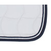 Tapis selle blanc / galons marine et blanc et bord marine