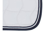 Tapis selle blanc / galons marine et blanc et bord marine