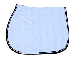 Saddle pad white / navy and white cord pipings and navy band