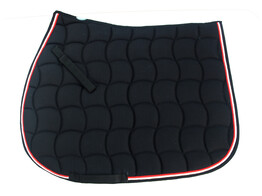 Saddle pad black / white and red cord pipings